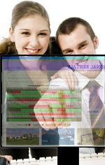 Planning a Booking Two people check available dates online before booking.