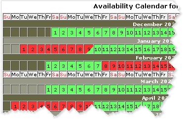 Table Availability Calendar